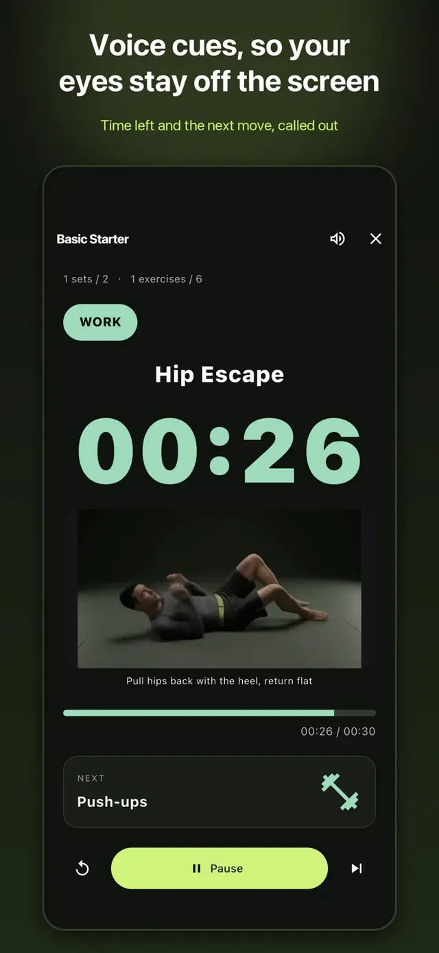 BJJ FLOW 音声ガイドつきのタイマー画面