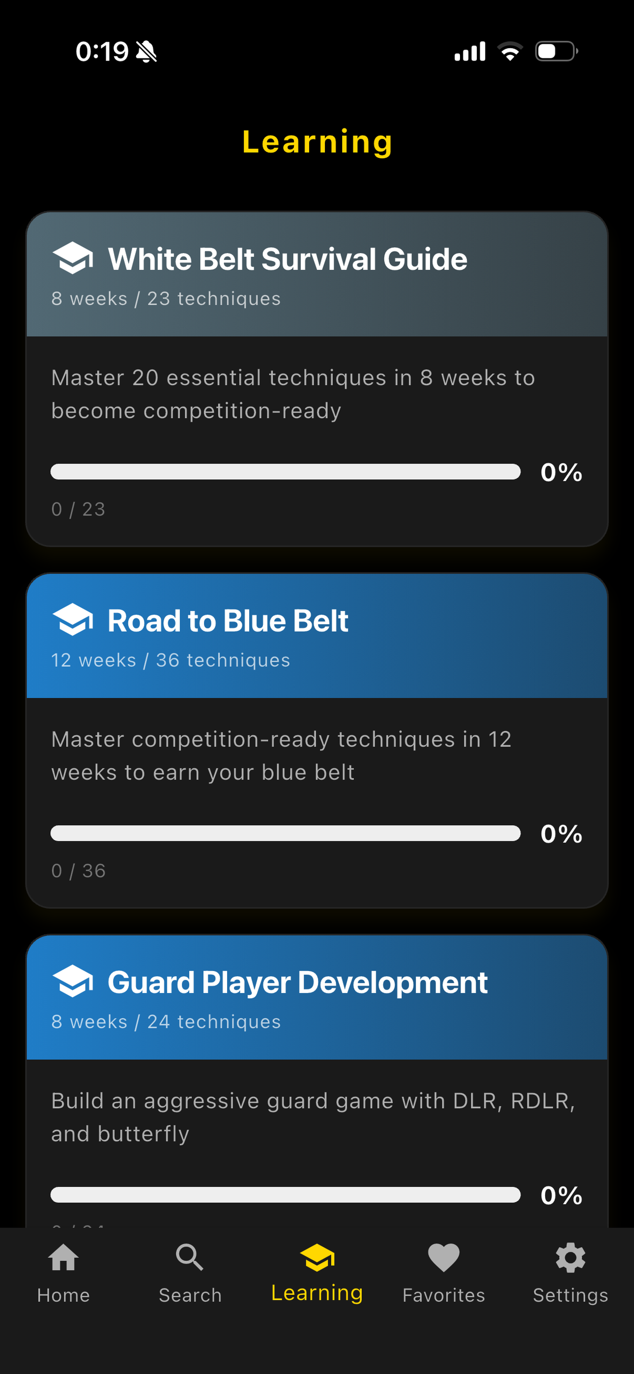 BJJ Techniques survival guide screen