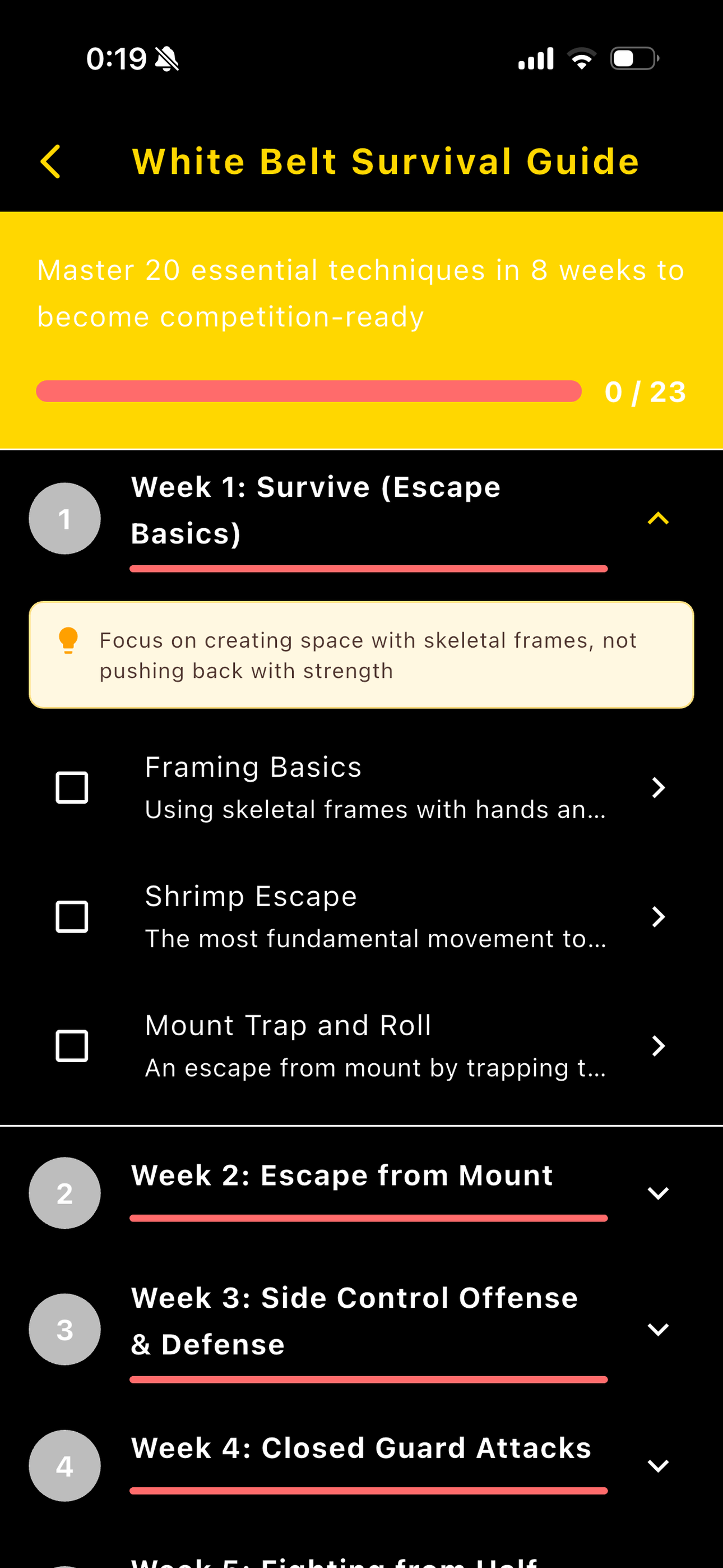 BJJ Techniques chain screen